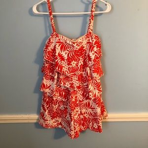 Fit 4 U Tier Romper one piece red &white swimsuit